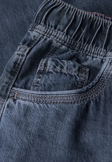 Wide Leg Jeans mit Tunnelzug mid blue wash