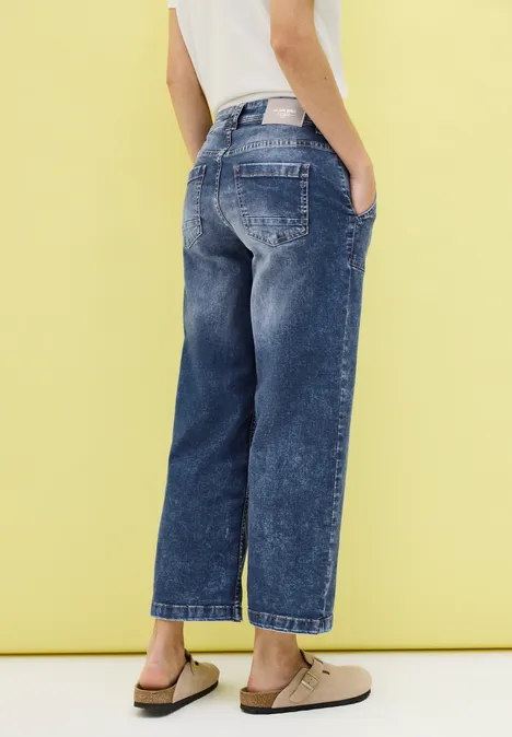 7/8 Jeans mit Patch Pockets mid blue wash