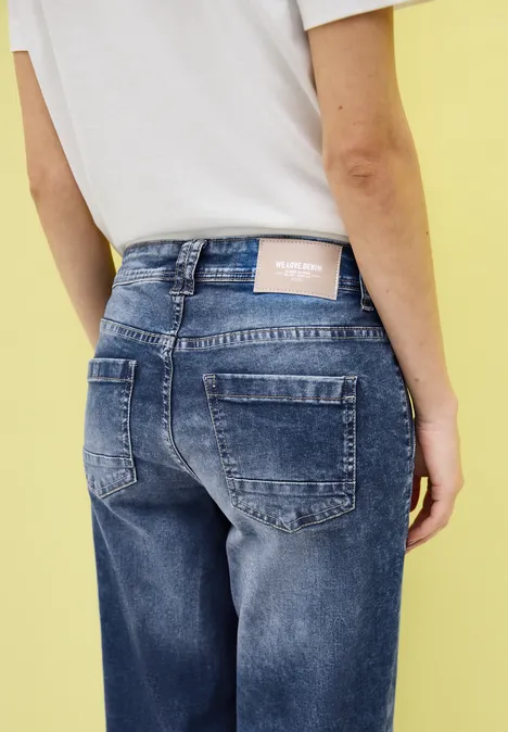 7/8 Jeans mit Patch Pockets mid blue wash