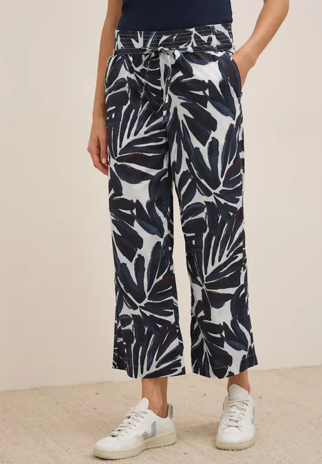 Gemusterte Wide Leg Hose urban dark blue