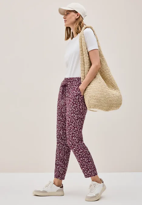 Gemusterte Loose Fit Hose mulberry red