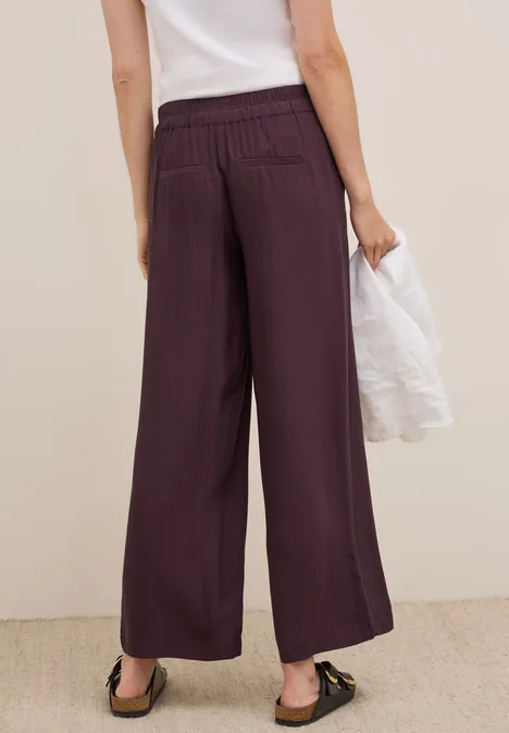 Wide Leg Strukturhose mulberry red