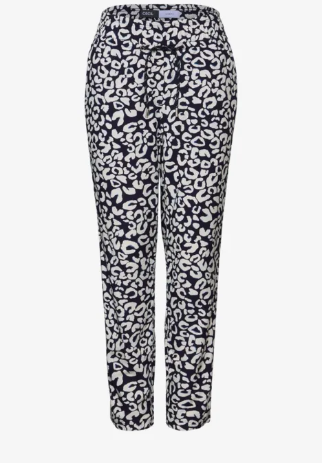 Gemusterte Loose Fit Hose urban dark blue