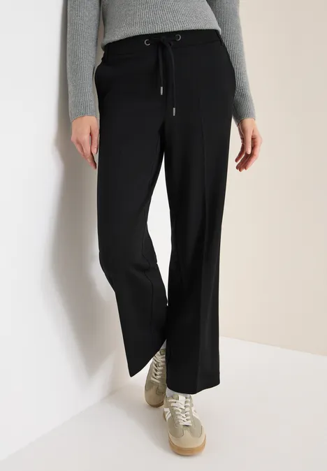 Straight Leg Jersey-Hose Black