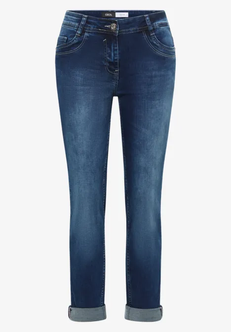 Straight Leg Jeans mid blue used wash