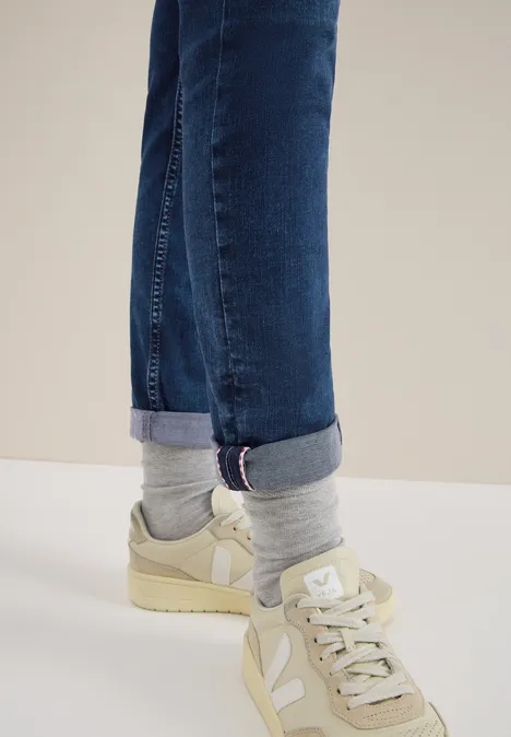 Straight Leg Jeans mid blue used wash