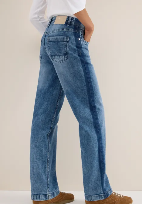 Jeans mit Gallonstreifen light blue washed
