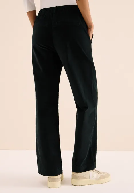 Wide Leg Cordhose ink green