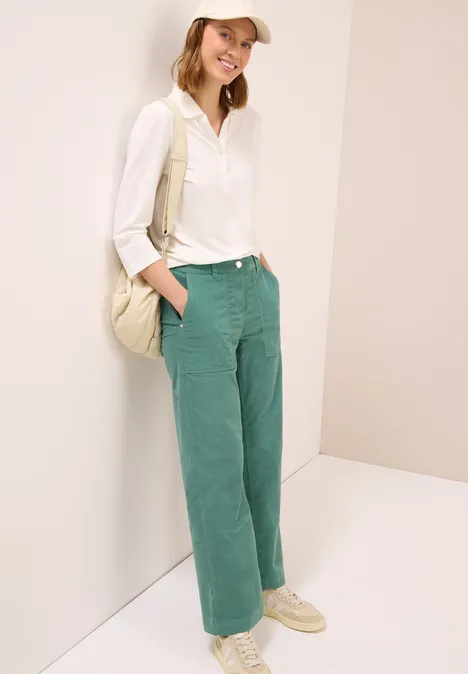 Wide Legs corduroy broek jewel green