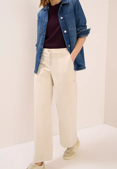 Wide Leg Cordhose oat milk beige