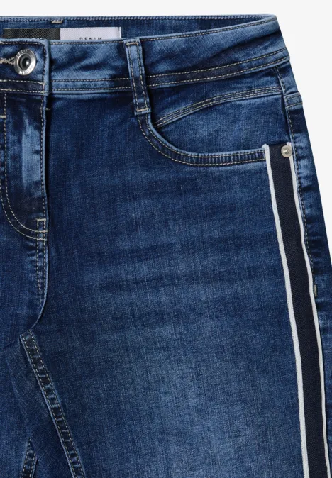 Jeans mit Gallonstreifen mid blue used wash