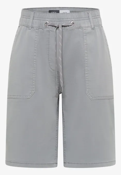 Grijze heren short met elastische taille, trekkoord en opgezette zakken