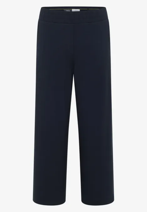 Weite, schwarze Hose mit geradem Schnitt und elastischem Bund, elegant und vielseitig kombinierbar.