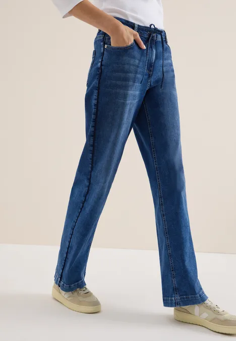 Jeans mit Gallonstreifen mid blue wash