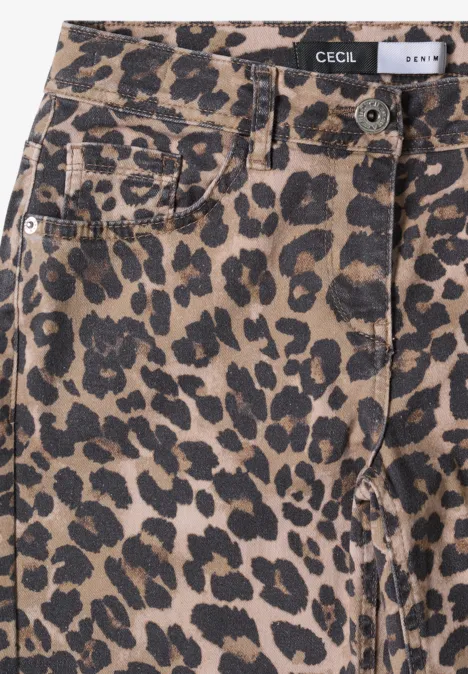 Jeans im Leo-Look sandalwood beige