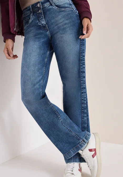 Wide Leg Jeans mid blue used wash