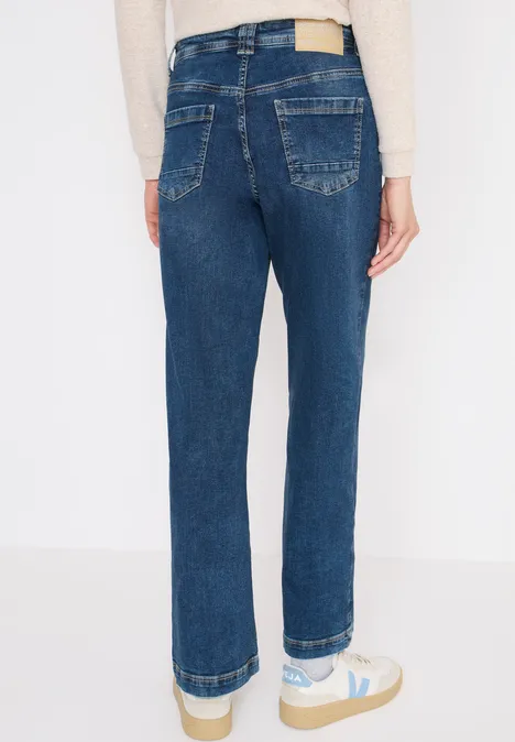 Wide Leg Patch Pocket Jeans mid blue used wash