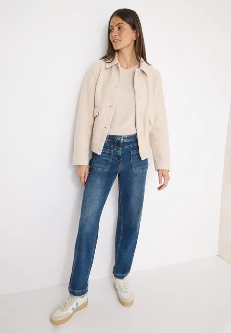 Wide Leg Patch Pocket Jeans mid blue used wash