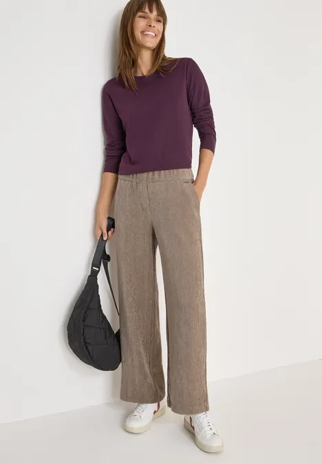 Softe Chenille Wide Leg Hose sandalwood beige melange