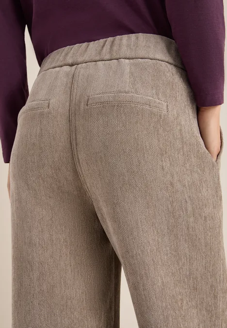 Softe Chenille Wide Leg Hose sandalwood beige melange
