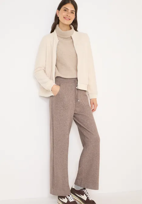 Wide Leg Strickhose chocolate mousse melange