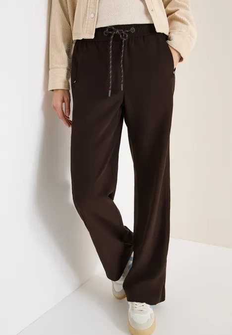 Spodnie Twill z szerokimi nogawkami tartufo brown