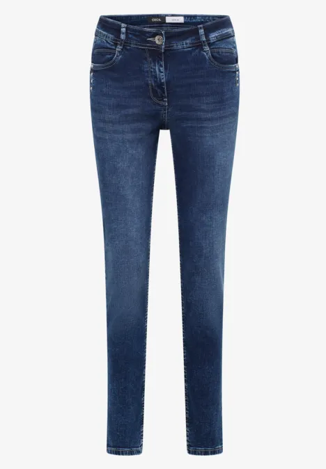 Jeans slim leg mid blue wash