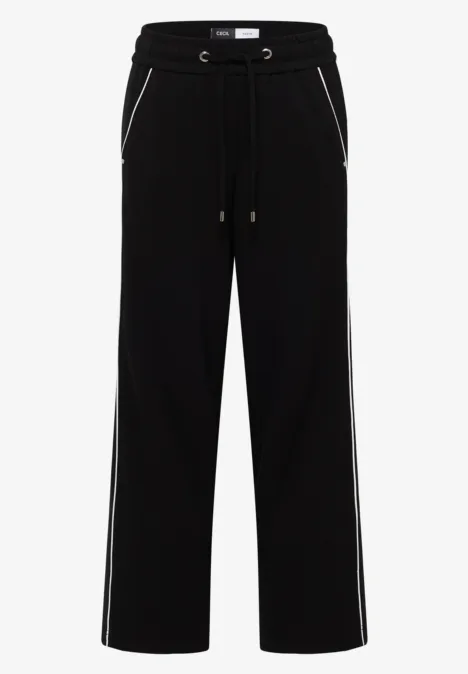 Wide Legs broek met tape Black Wide Legs broek met tape Black