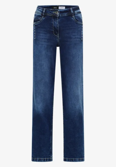 Wide Legs Jeans avec rivets mid blue wash Wide Legs Jeans avec rivets mid blue wash