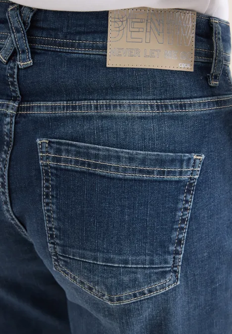 Straight Leg Jeans mid blue used wash