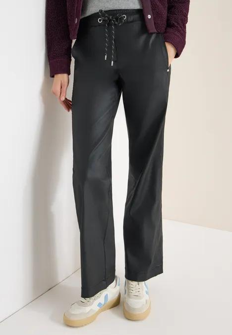Pantalon Wide Legs enduit Black