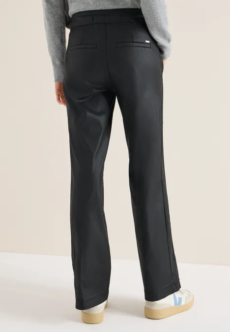 Pantalon Wide Legs enduit Black