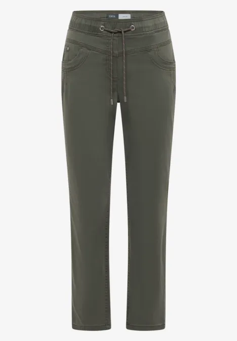 Broek met gewassen look sea weed khaki