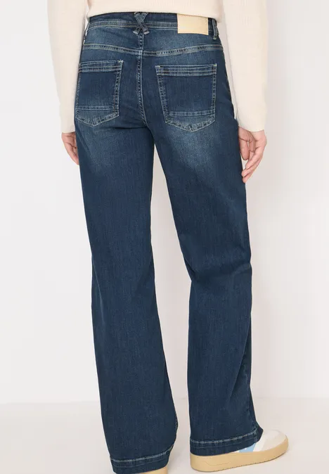 Wide Legs Jeans mid blue used wash