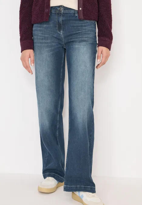 Wide Legs Jeans mid blue used wash