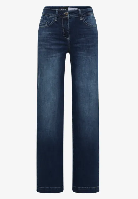 Wide Legs Jeans mid blue used wash