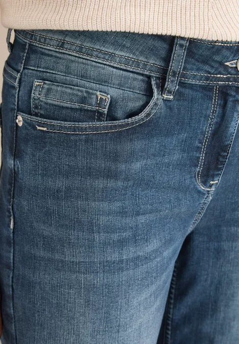 Wide Legs Jeans mid blue used wash
