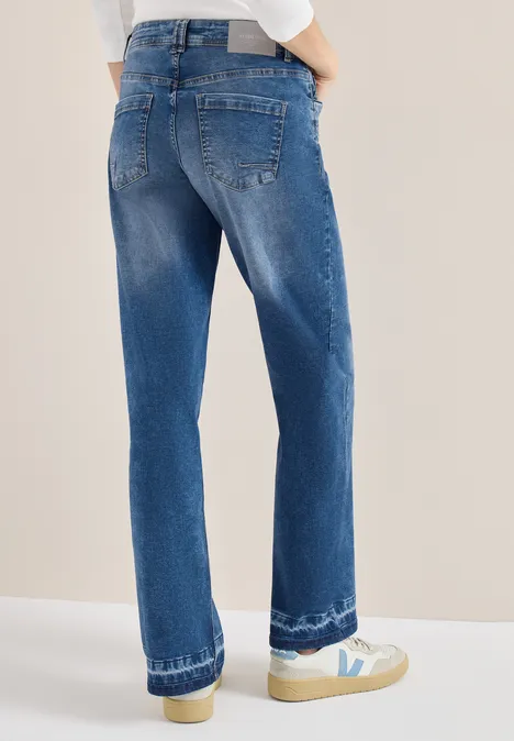 Jeans met zoomdetail mid blue used wash