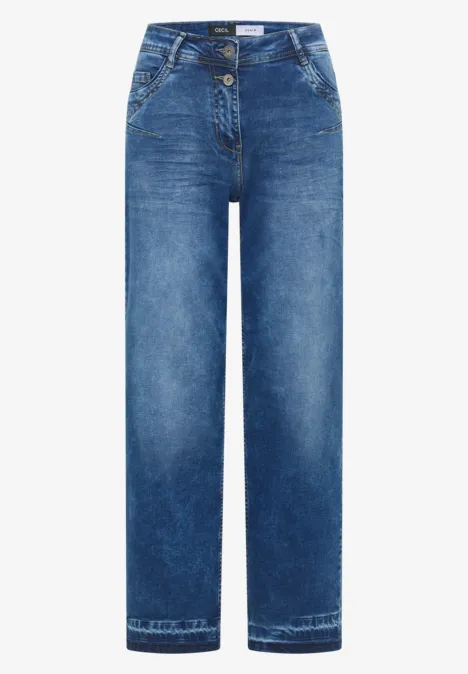 Jeans met zoomdetail mid blue used wash