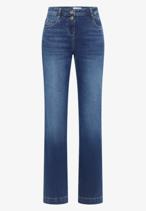 Wide Legs Jeans mid blue used wash
