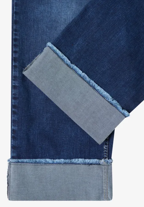 Wide Leg Washed-Look Jeans mid blue used wash