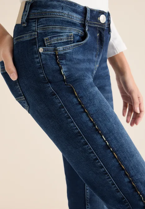 Jeans mit Gallonstreifen Dark blue wash