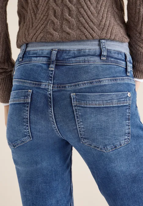 Jeans mit doppeltem Bund mid blue wash