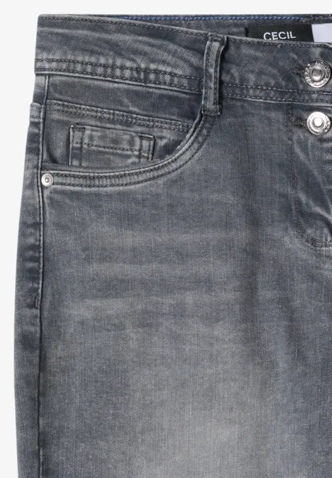 High Waist Wide Leg Jeans en Loose Fit mid grey used wash