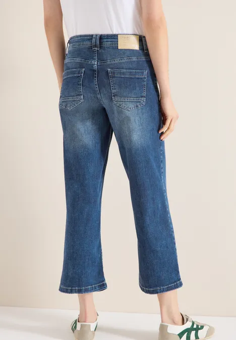 Jeansy z szeroką nogawką High Waist o luźnym kroju Loose Fit mid blue used wash