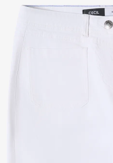Wide Leg Jeans mit Patch Pockets White Weiße Jeanshose mit Seitentasche und CECIL-Label.