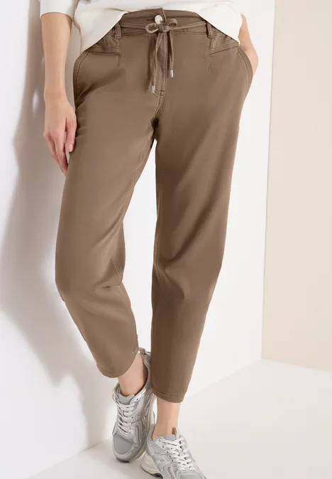 Mid Waist Slim Leg Pantalon Loose Fit coffee taupe