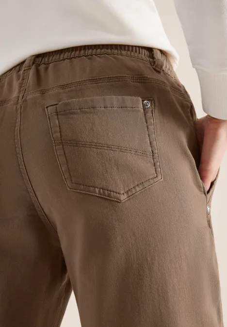 Mid Waist Slim Leg Pantalon Loose Fit coffee taupe