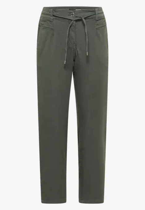 Mid Waist Slim Leg Pantalon Loose Fit sea weed khaki