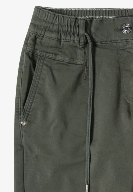 Mid Waist Slim Leg Pantalon Loose Fit sea weed khaki